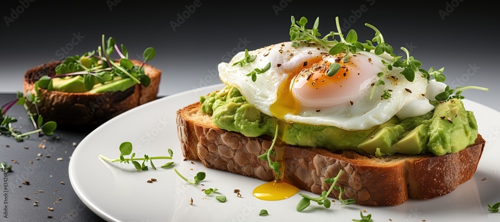 Avocado Toast with Poached Egg: A popular and nutritious breakfast option with creamy avocado and a perfectly poached egg.Generated with AI Avocado Toast with Poached Egg: A popular and nutritious breakfast option with creamy avocado and a perfectly poached egg.Generated with AI