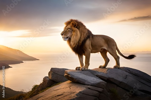 lion at sunset