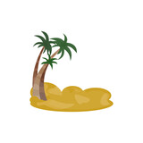 palm tree on sand on white background.vector summer illustration