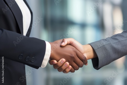 A Close Up Of Two People Shaking Hands photo