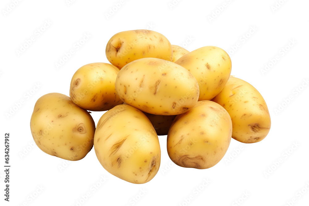 Close-up potatoes isolated on transparent or white background PNG