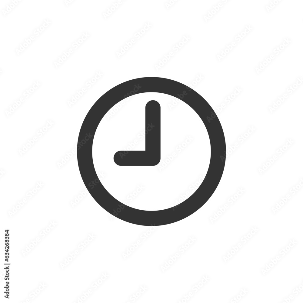 Black time clock icon isolated on white background Black time clock icon isolated on white background