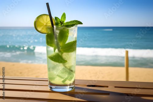 Long Drink mojito cocktail; summer tropical sunny beach drink bar