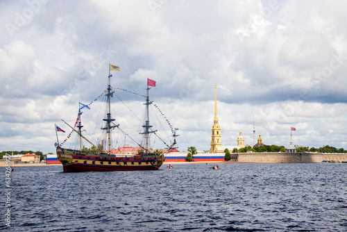 Parade of warships on the Neva