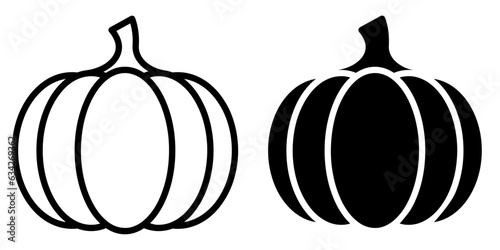 ofvs439 OutlineFilledVectorSign ofvs - pumpkin vector icon . thanksgiving . winter squash . halloween . isolated transparent . black outline and filled version . AI 10 / EPS 10 / PNG . g11779