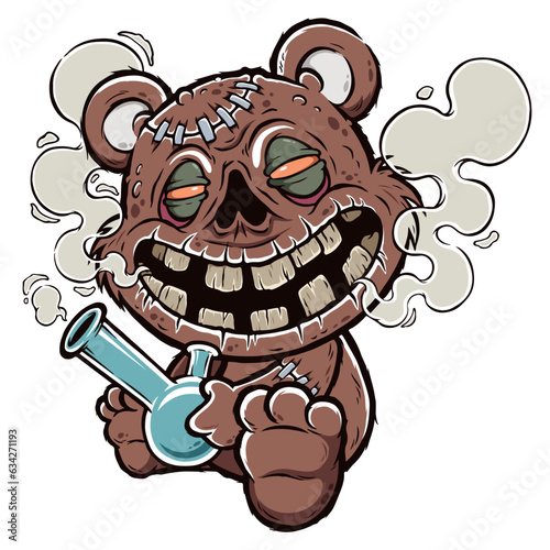 Vector illustration of Cartoon Teddy Zombie characters, Zombie Bear, Evil bear
