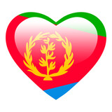 Love Eritrea flag, Eritrea heart glossy button, Eritrea flag icon symbol of love. Patriotic national Eritrea symbol.