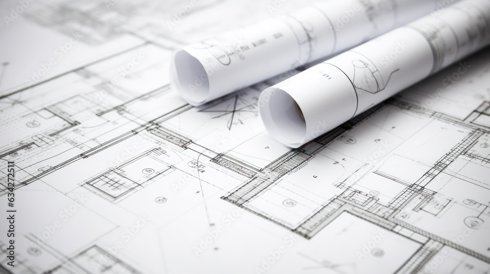Architect's detailed blueprints and design plans Architect's detailed blueprints and design plans