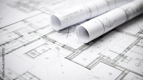 Architect's detailed blueprints and design plans