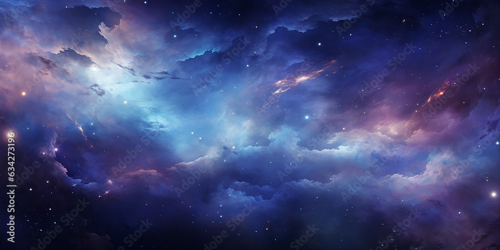 Design a galaxy texture with stars, nebulas, and cosmic swirls in a dark expanse.