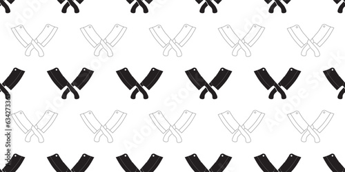 outline silhouette butcher knife seamless pattern