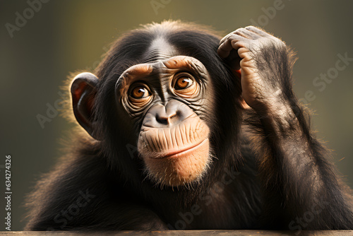 Fotobehang funny chimp portrait