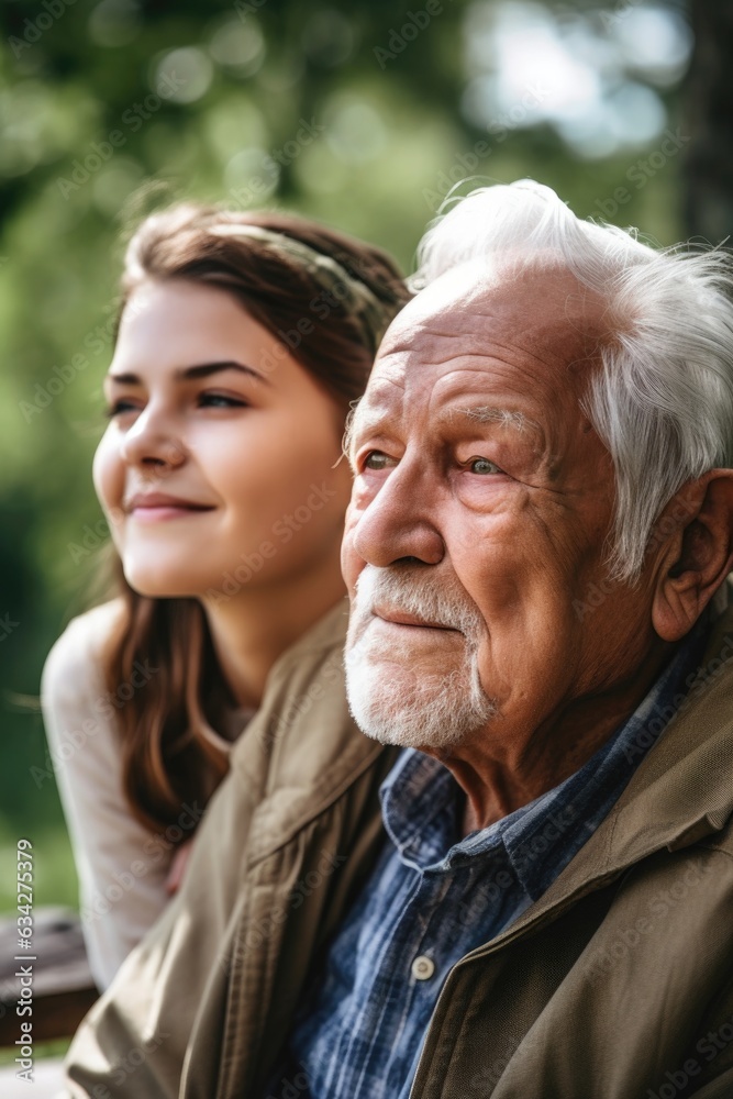 cropped shot of a young girl and her grandfather spending time outdoors