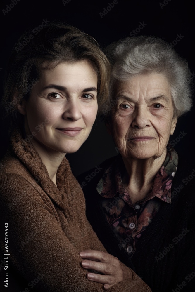 cropped portrait of a senior woman with her family cropped portrait of a senior woman with her family