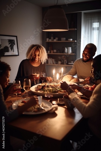 shot of a happy family enjoying dinner together at home