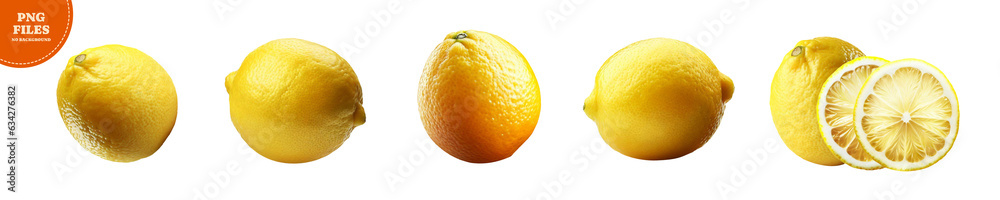 Set of fresh lemons on transparent background Set of fresh lemons on transparent background