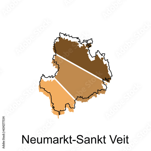 Map of Neumarkt Sankt Veit geometric colorful illustration design template  Germany country map on white background vector