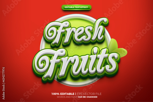Green Fresh fruits 3D Editable text Effect Style