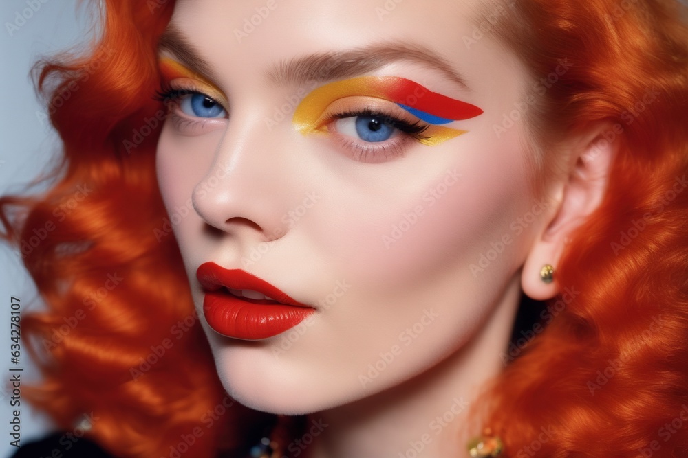 Redhead Model with blue eyes with elegant look