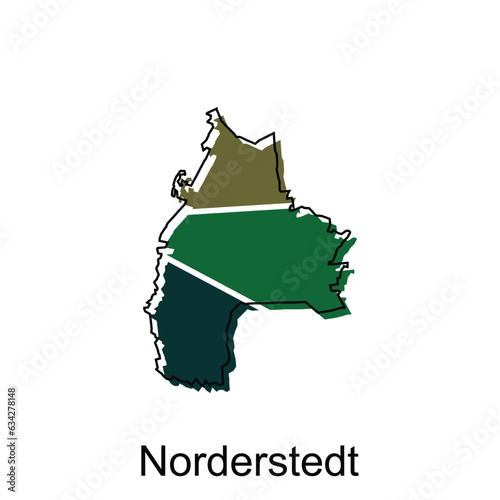 Map of Norderstedt geometric colorful illustration design template, Germany country map on white background vector