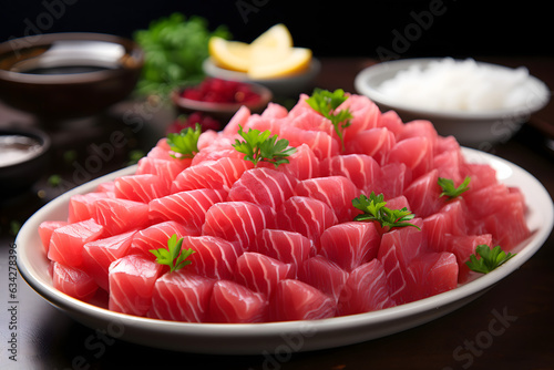 sashimi on white background