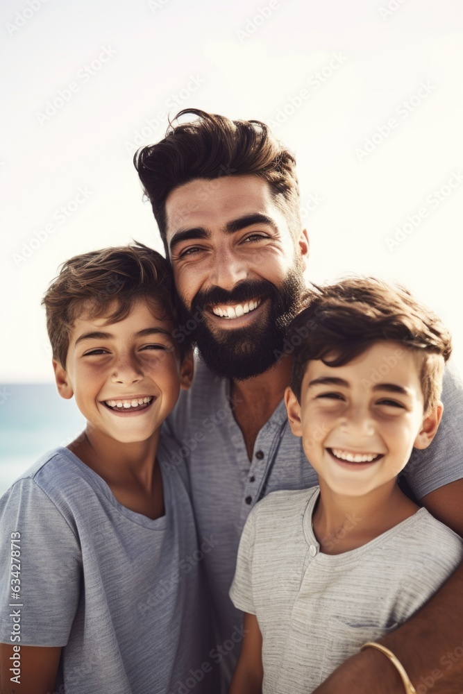 shot of a young man and his two sons on vacation