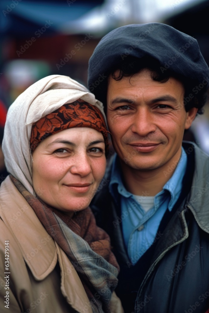 portrait of a couple at an open air market