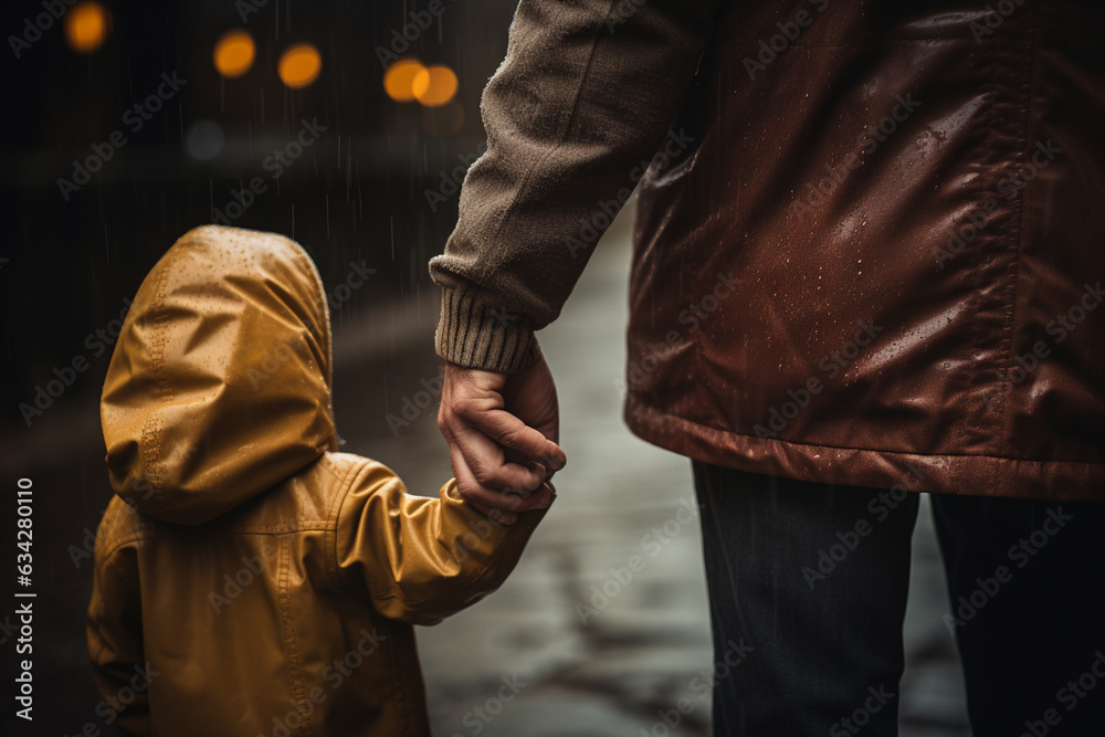 Parent's Hand Gently Holding Their Child's Palm During The Walk ...