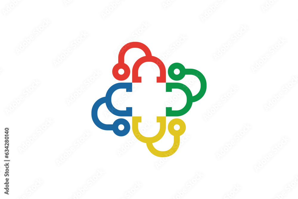 stethoscope plus element logo medical identity, health care concept design stethoscope plus element logo medical identity, health care concept design