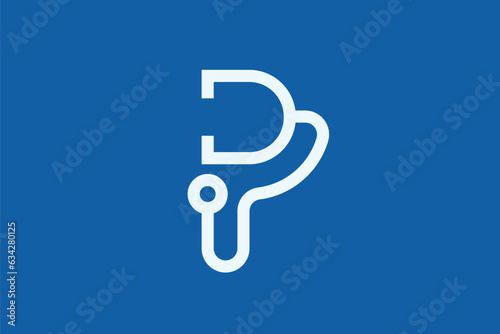 letter P stethoscope logo simple design vector graphic