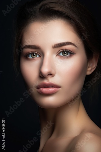 studio shot of a beautiful young woman with flawless skin