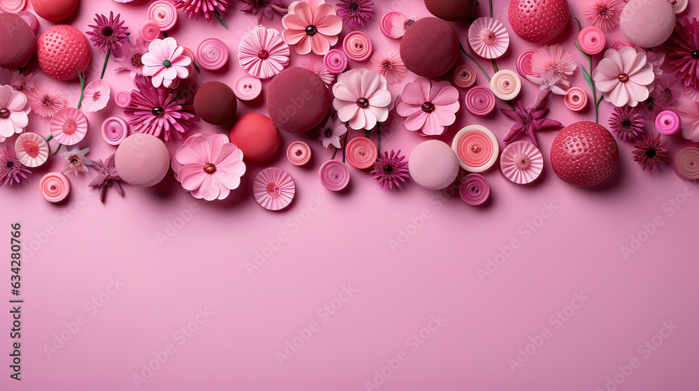 pattern from sewing equipment on pink background ai Generative pattern from sewing equipment on pink background ai Generative