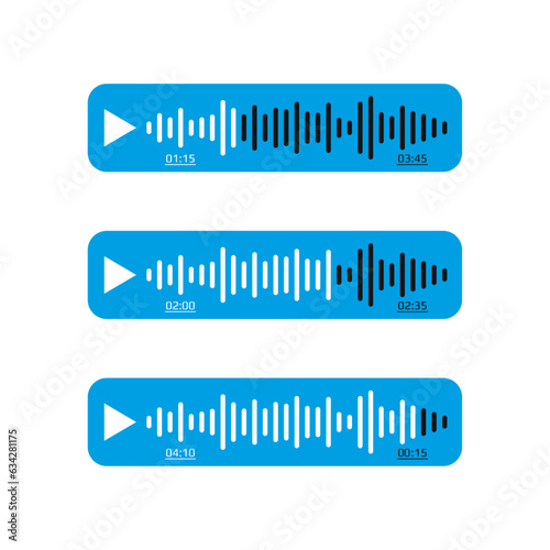 Voice messages icons. Speaker icon. Audio radio app. Voice and audio message. Modern communication ui in messenger