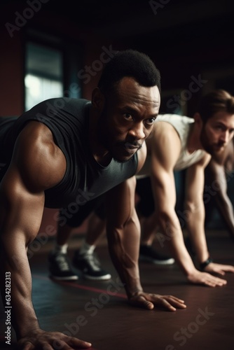 shot of a fitness coach showing his clients how to do push ups