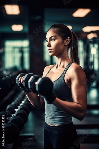 shot of a young woman working out with dumbbells in the gym