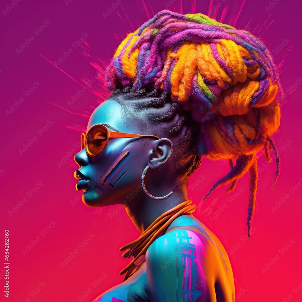 Naklejka premium Illustration of a fashion portrait, AI Generated