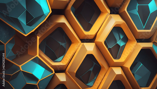 abstract background, green yellow hexagon desktop wallpaper