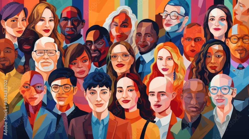 Diversity and inclusion poster. Diversity, equity and inclusion concept. Generative AI