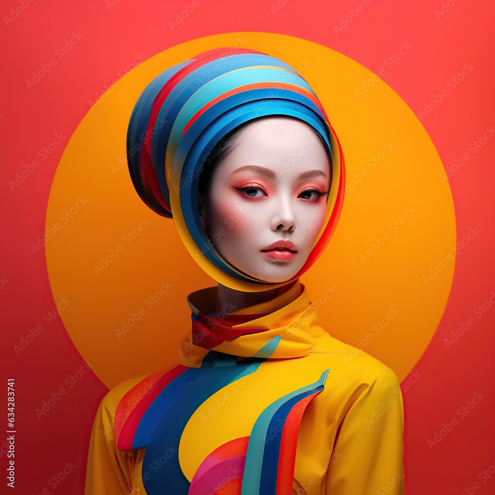 Illustration of a fashion portrait, AI Generated Illustration of a fashion portrait, AI Generated