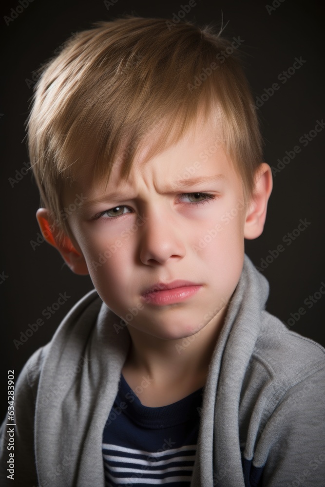a young boy suffering from a bad temper due to food allergies a young boy suffering from a bad temper due to food allergies