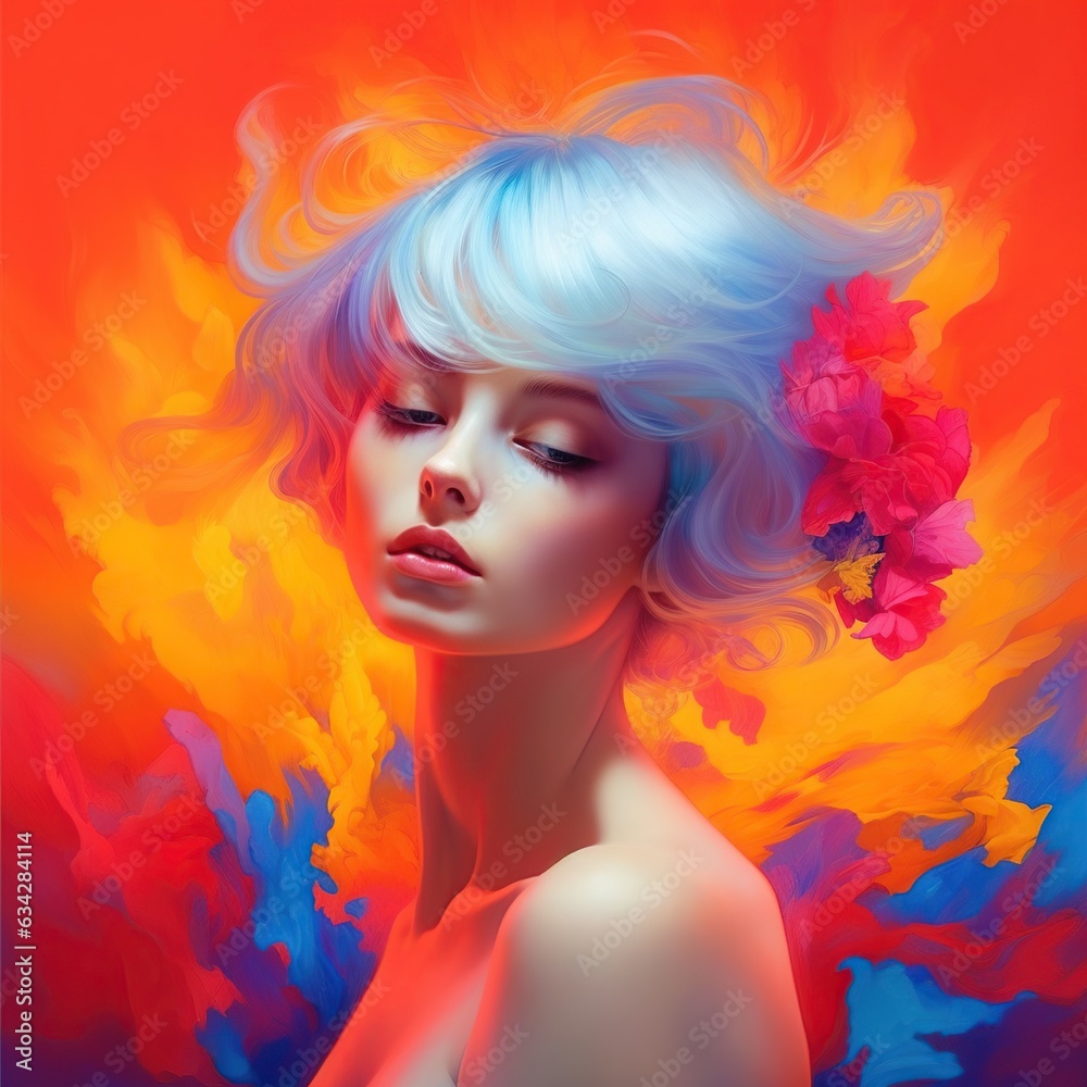 Illustration of a fashion portrait, AI Generated Illustration of a fashion portrait, AI Generated