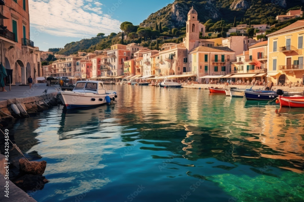 Scenic view of Italian coastal town