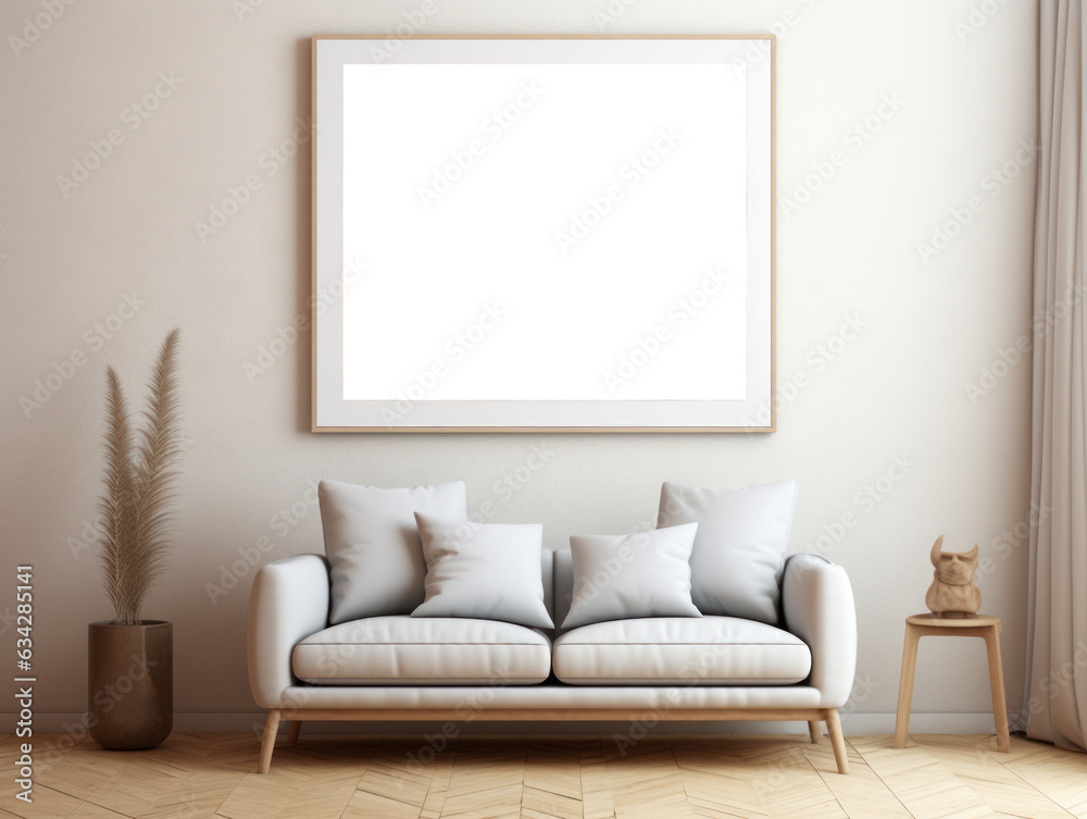 Fototapeta premium Mockup with frame close in a minimalist desert