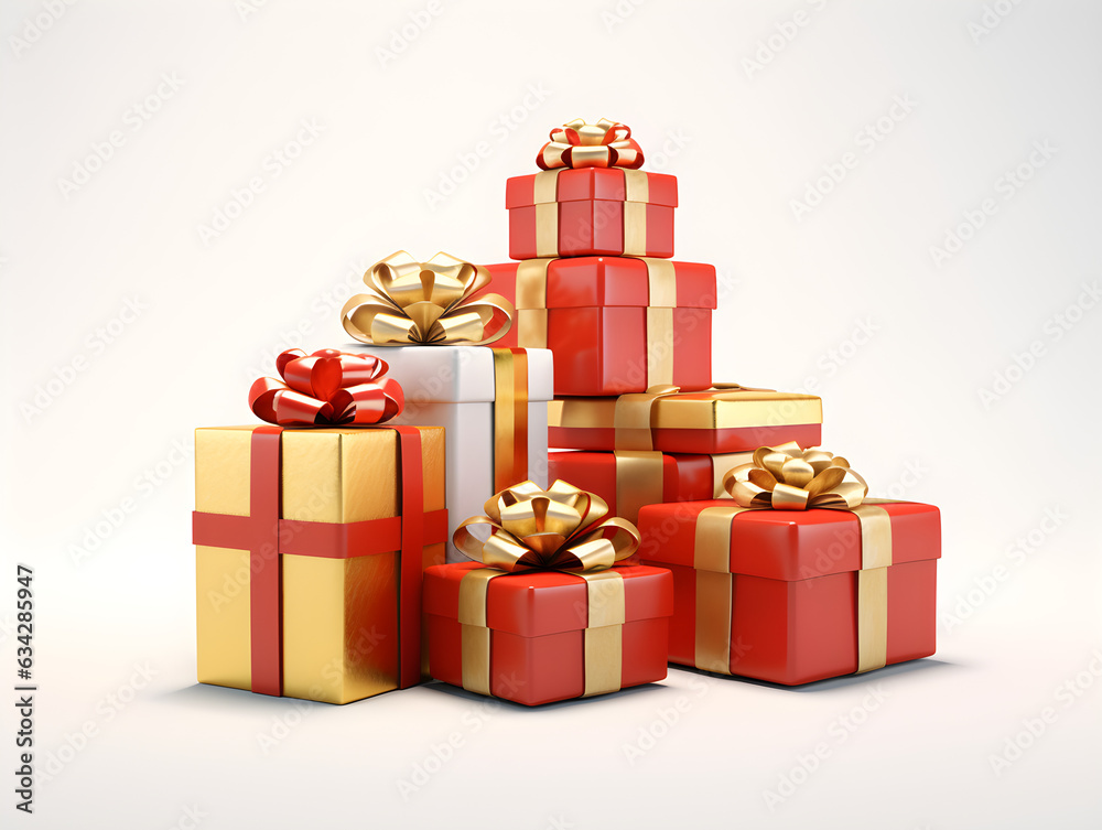 Christmas gifts on a white background. Used for Christmas decorations. For those who celebrate Christmas. Generative AI. Illustration. Christmas gifts on a white background. Used for Christmas decorations. For those who celebrate Christmas. Generative AI. Illustration.