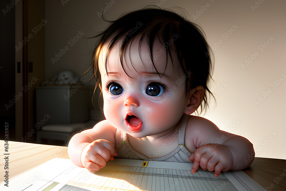 a baby's facial expression changes. Generative AI a baby's facial expression changes. Generative AI