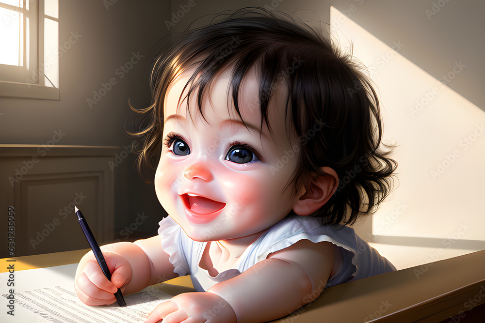 baby's facial expression changes, laughter. Generative AI baby's facial expression changes, laughter. Generative AI