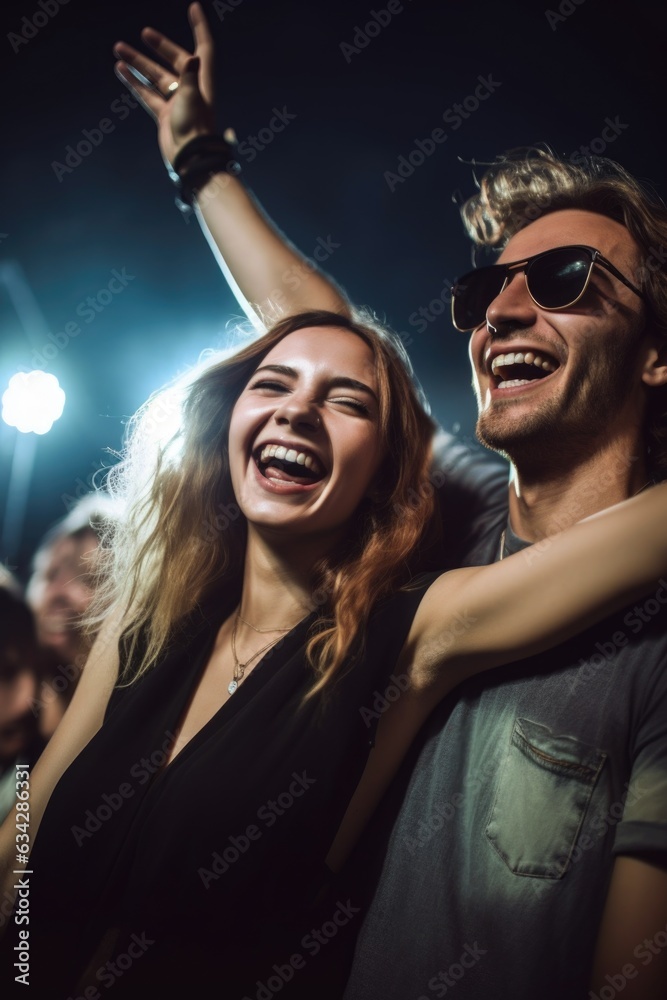portrait of a happy young couple enjoying a concert portrait of a happy young couple enjoying a concert