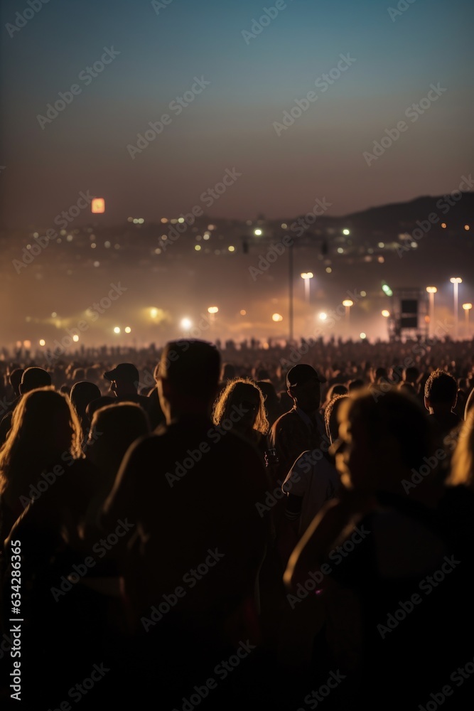 shot of a crowd at a concert in the distance