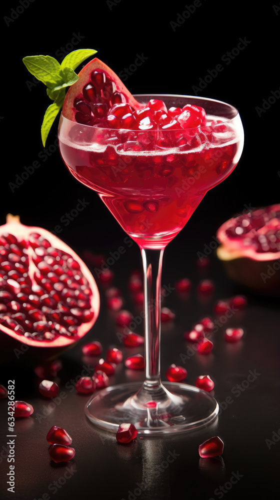 Pomegranate Cocktail on a Dark background Pomegranate Cocktail on a Dark background