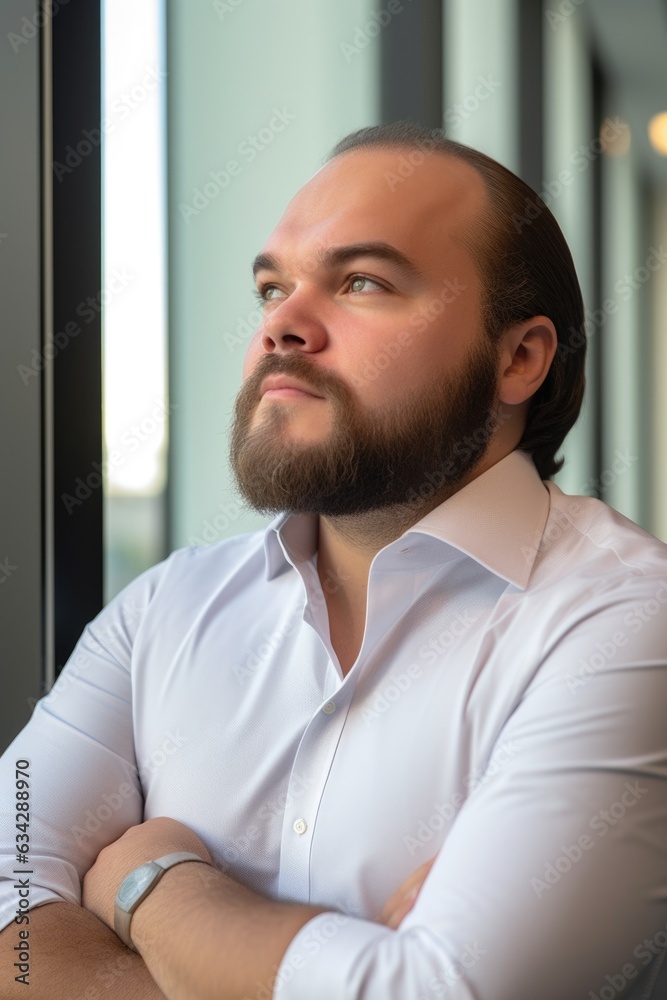 thinking, business and portrait of man in office for planning, growth strategy or project thinking, business and portrait of man in office for planning, growth strategy or project